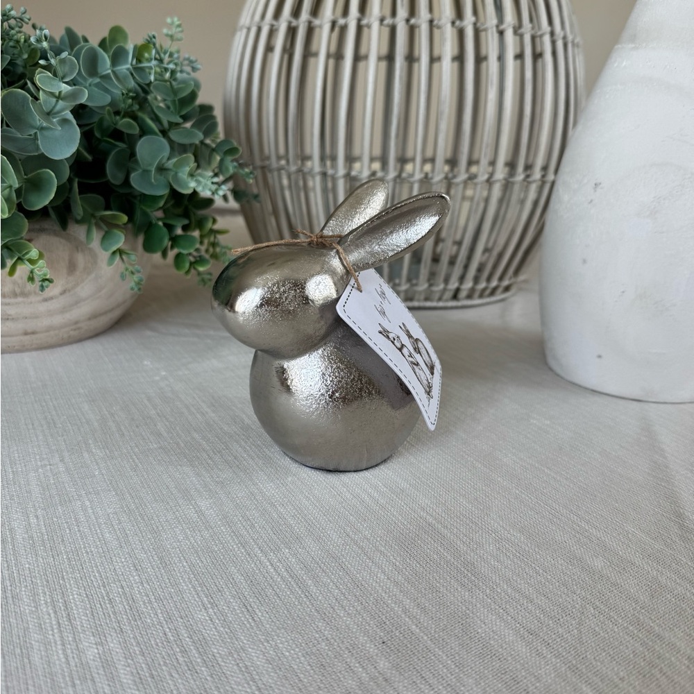 Hip + Hop Silver Metal Decorative Bunny Figurine